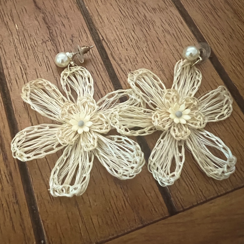 Crochet Handmade Flower Earrings